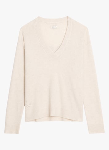 Pull col V en cachemire ZADIG&VOLTAIRE Blanc